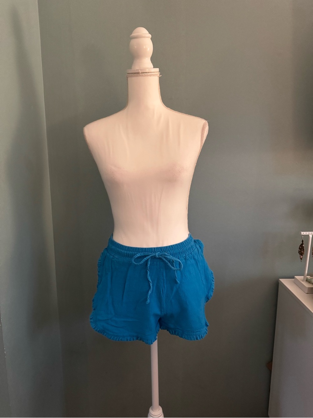 Vibrant Green Ruffle cover up Shorts with  Elastic Waistband XS